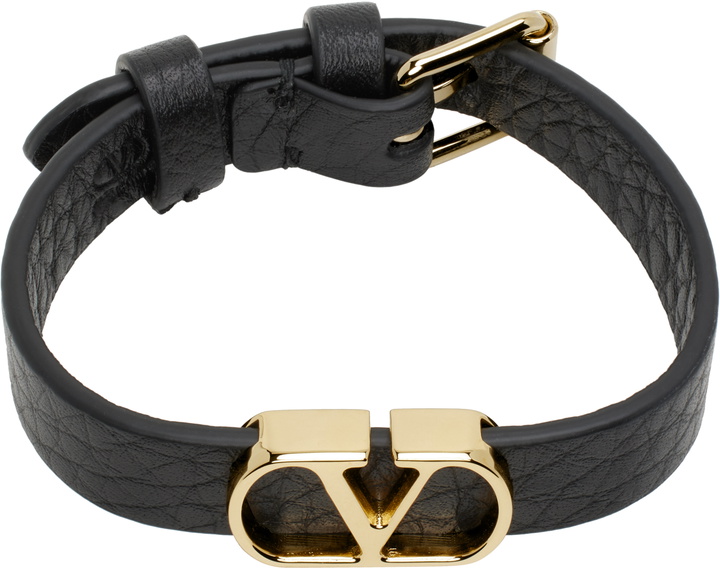Photo: Valentino Garavani Black VLogo Signature Grainy Calfskin Bracelet