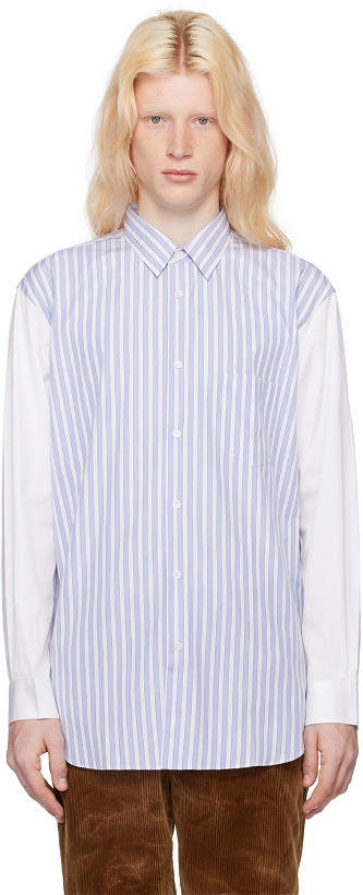 Photo: Comme des Garçons Shirt Blue & White Striped Shirt