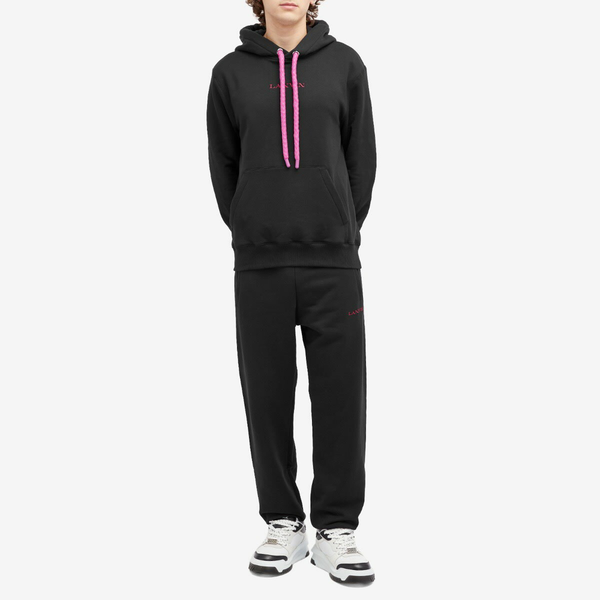 パーカー・フーディ Lanvin Black Cotton Tubular Curb Hoodie Lanvin Men's Tubular Curb Hoodie in Black Lanvin