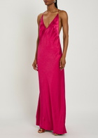 Anna October Justina Open-back Satin Maxi Dress Dark Red