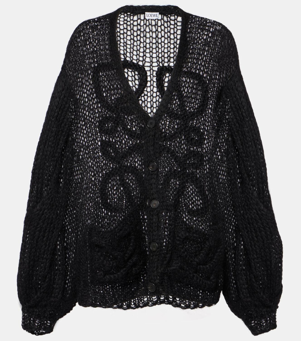 Loewe Anagram open-knit mohair-blend cardigan Loewe