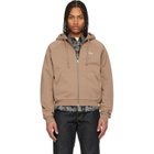 Dime Taupe Cursive Small Logo Zip Hoodie