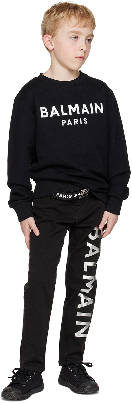 Balmain Kids Black Printed Jeans