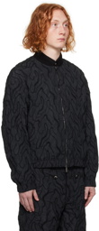 Emporio Armani Black Embroidered Bomber Jacket