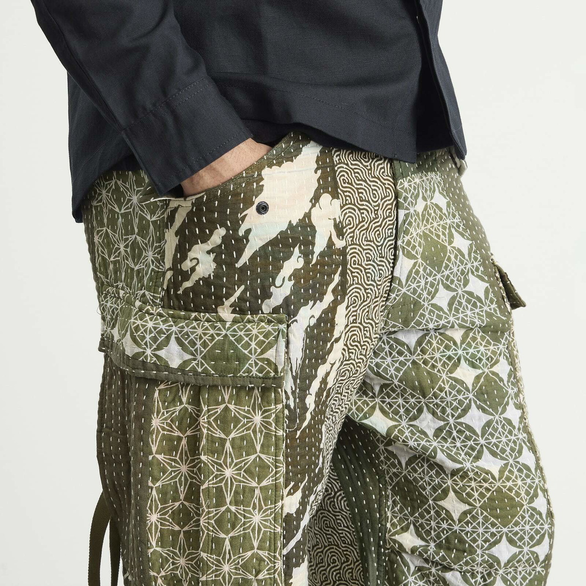 Maharishi Men's Maha Rice Stitch M65 Cargo Pants in Ecru/Olive