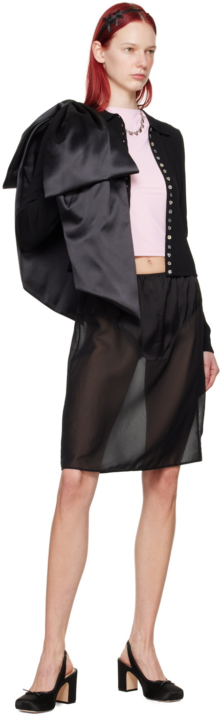 Sandy Liang Black Fiction Cardigan Sandy Liang