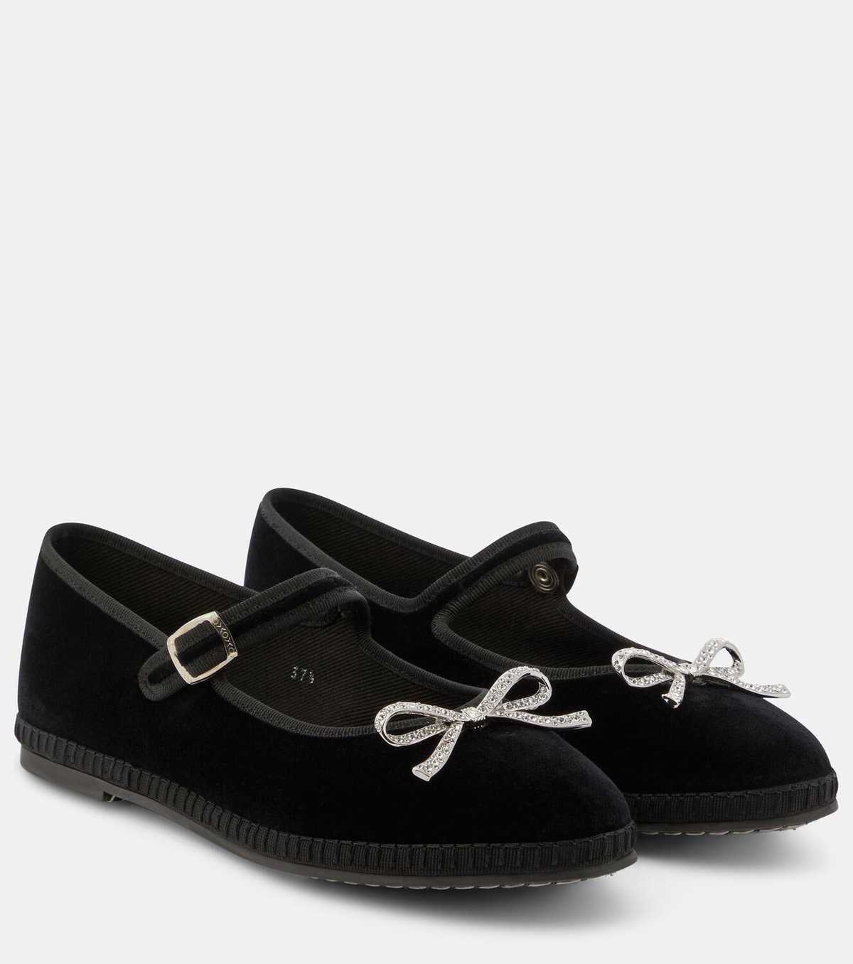Giambattista Valli Bow-detail velvet ballet flats