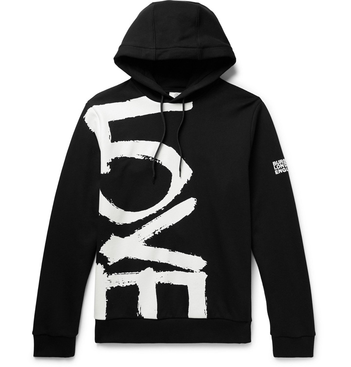 Photo: BURBERRY - Printed Loopback Cotton-Jersey Hoodie - Black