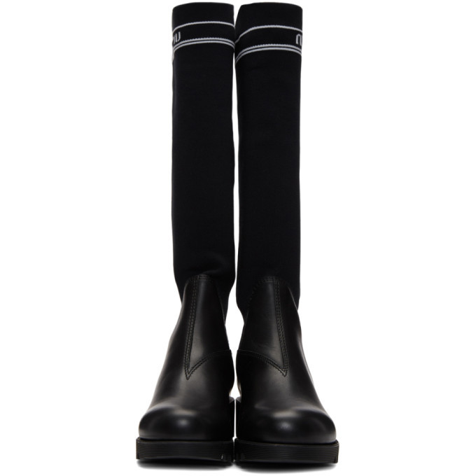 Miu Miu Black Sock Logo Boots Miu Miu Miu Miu Black Sock Logo Boots Miu Miu