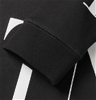 Valentino - Logo-Print Loopback Cotton-Blend Jersey Hoodie - Black