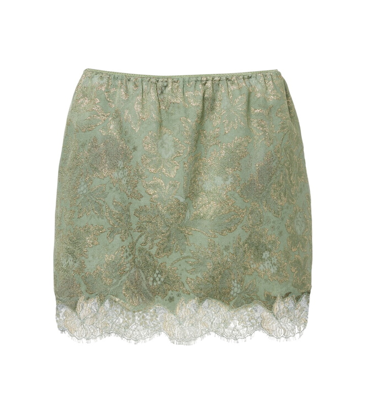 Photo: Saint Laurent Lace-trimmed cotton-blend jacquard miniskirt