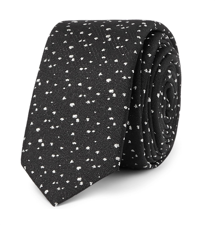 Photo: SAINT LAURENT - 4cm Polka-Dot Silk-Jacquard Tie - Black
