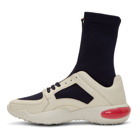 Fendi White and Navy Fendi Mania Sock Sneakers