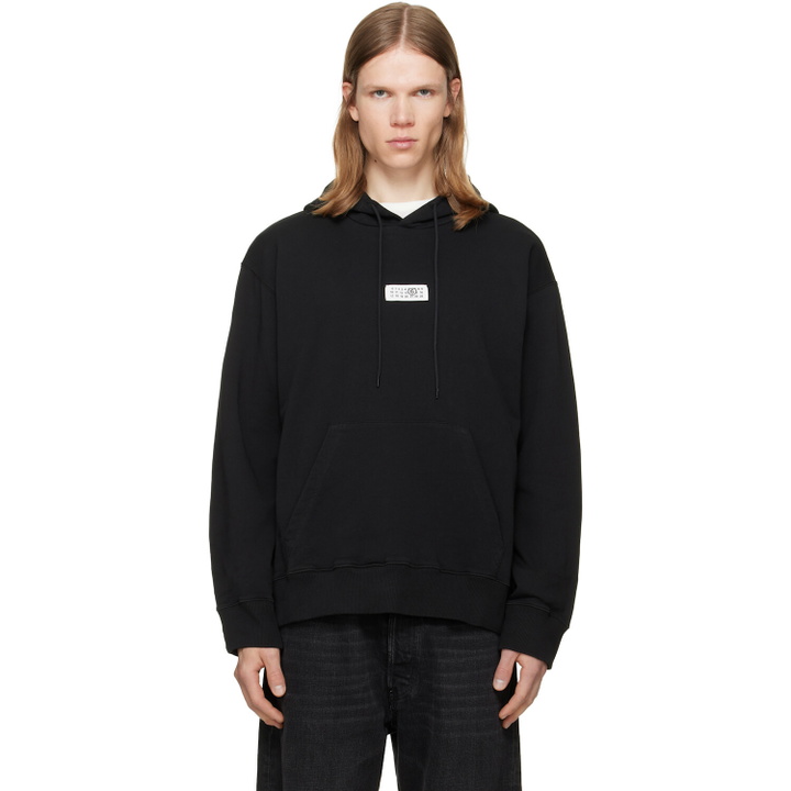 Photo: MM6 Maison Margiela Black Unbrushed Cotton Hoodie