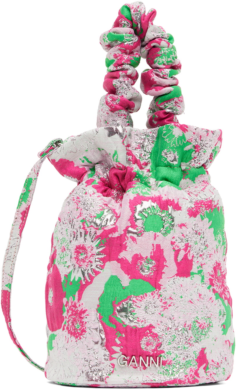 GANNI Pink & Green Occasion Top Handle Bag GANNI