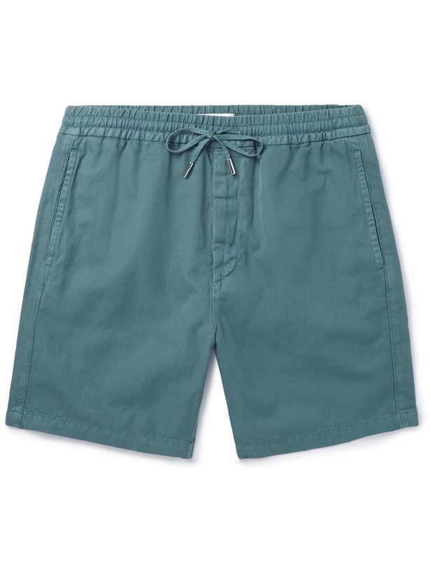 Photo: MR P. - Slub Linen and Cotton-Blend Drawstring Shorts - Blue - UK/US 28