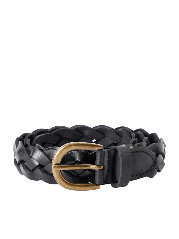 Photo: MORJAS - 3cm Braided Leather Belt - Black