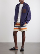 LOEWE - Paula's Ibiza Logo-Debossed Leather-Trimmed Ripstop Hooded Jacket - Blue