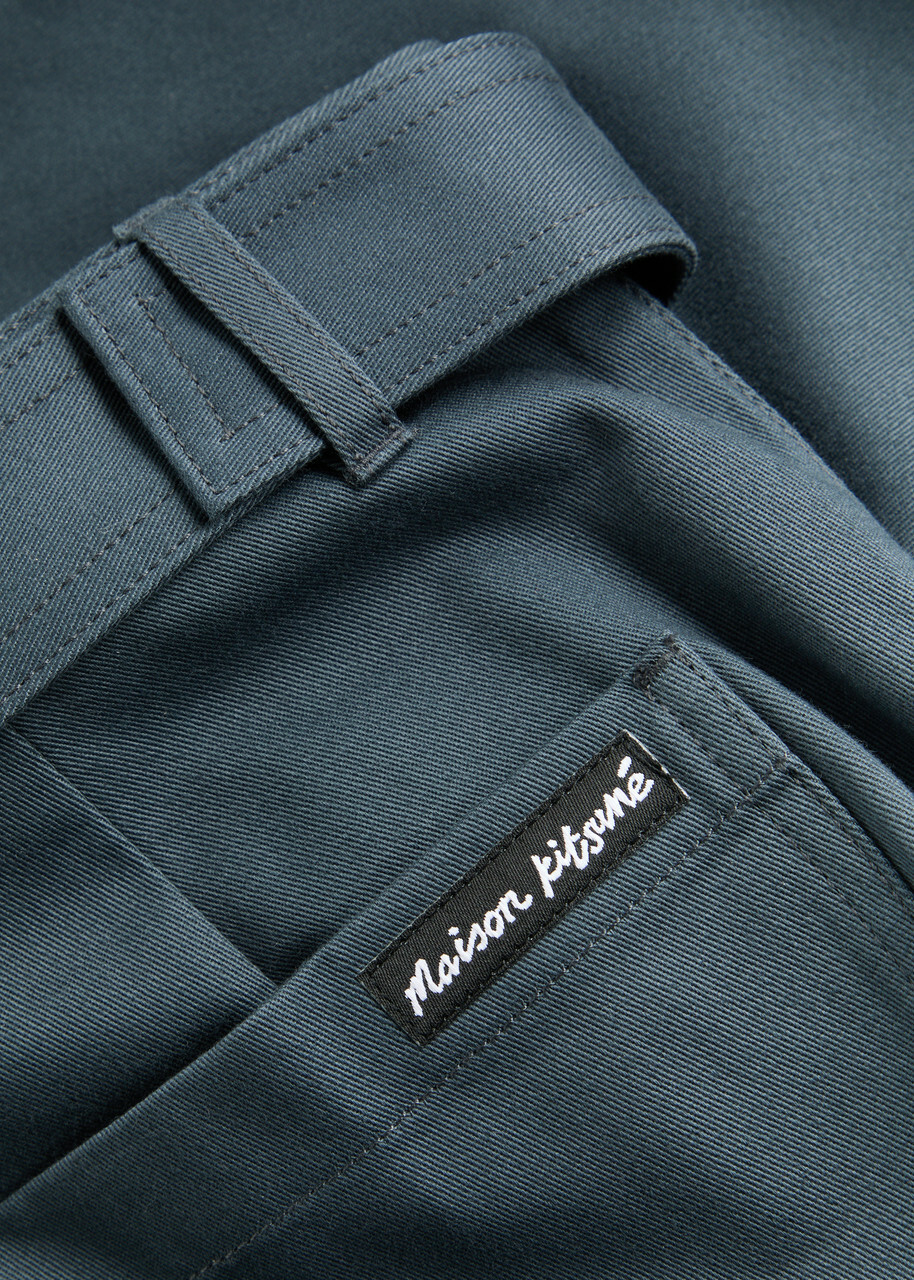 Maison Kitsuné Belted Cotton Trousers Grey