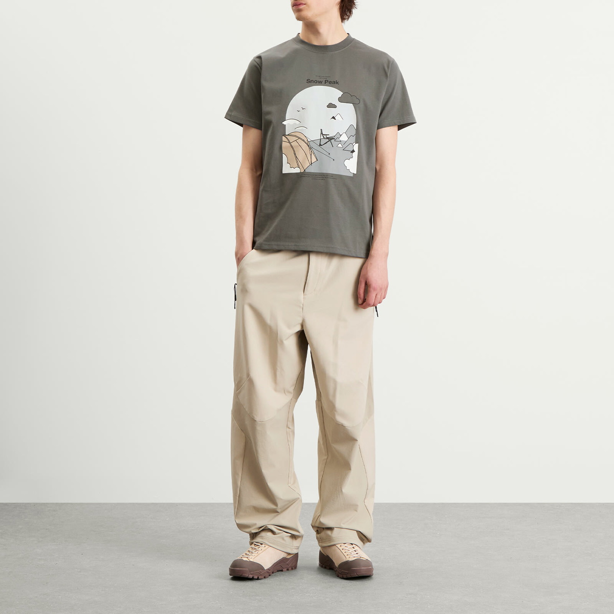 Snow Peak Men's Camping Graphic T-Shirt in Grey