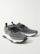 Berluti - Shadow Leather-Trimmed Stretch-Knit Sneakers - Gray