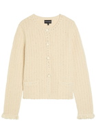 Emporio Armani Fringed Cotton-blend Crochet Cardigan Cream