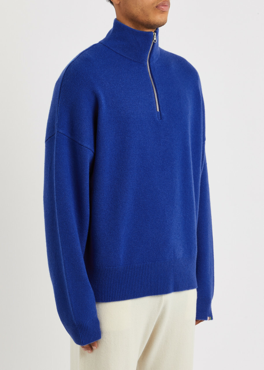 Extreme Cashmere N°235 Hike Half-zip Cashmere-blend Jumper - Blue - One Size