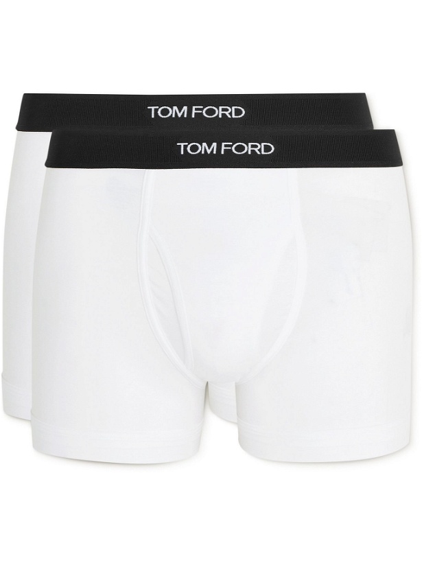 Photo: TOM FORD - Two-Pack Stretch Cotton and Modal-Blend Boxer Briefs - White