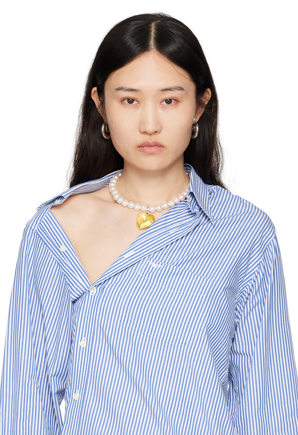 La Manso SSENSE Exclusive White Crystal Yellow Heart Necklace