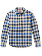 Barena - Checked Cotton-Flannel Half-Placket Shirt - Blue