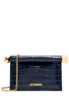 Jacquemus La Petite Pochette Rond Carré Crocodile-effect Leather Clutch - Navy - One Size