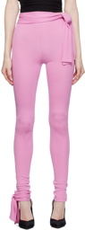 MSGM Pink Self-Tie Leggings