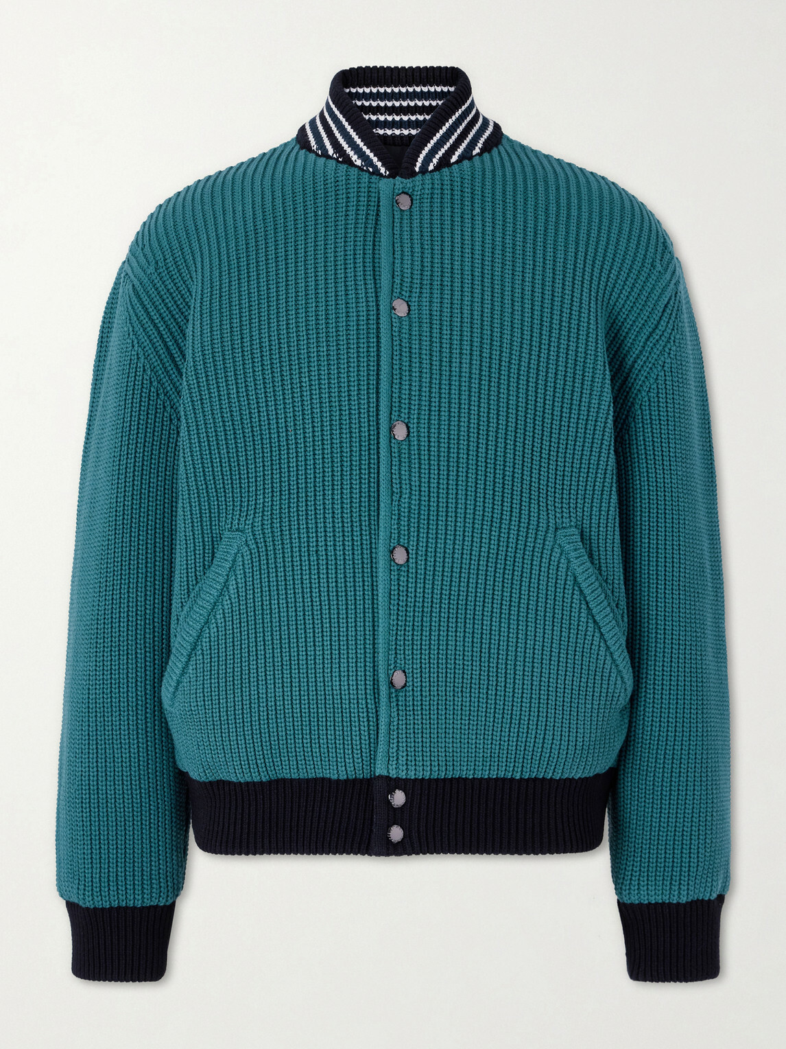 Aimé Leon Dore - Reversible Knitted Cotton-Blend Bomber Jacket - Green