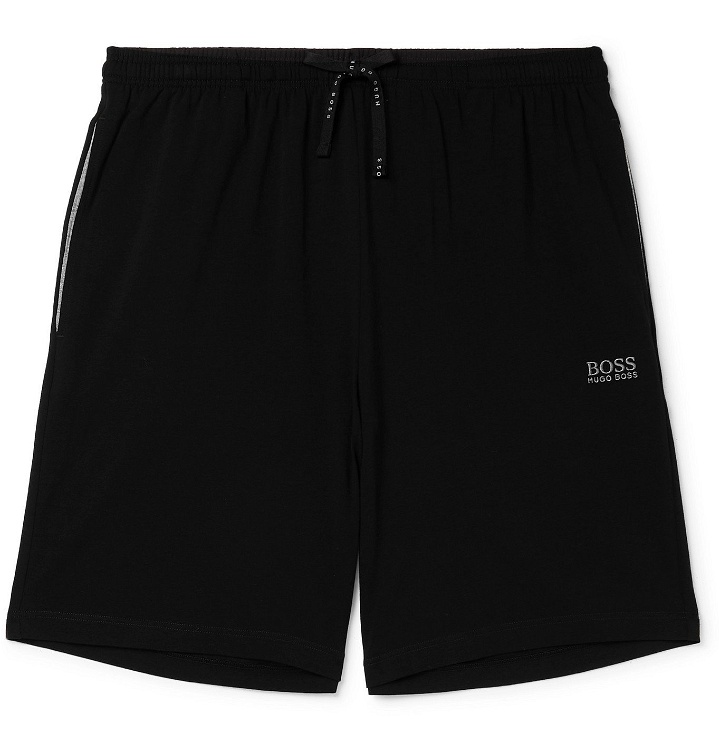 Photo: HUGO BOSS - Logo-Embroidered Stretch-Cotton Jersey Pyjama Shorts - Black