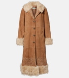 Rixo Cienna embroidered suede coat