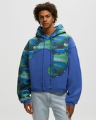 Erl Printed Swirl Fleece Hoodie Knit Blue - Mens - Hoodies