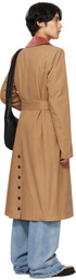 McQueen Tan Stacked Shoulder Trench Coat