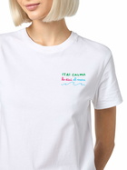 MC2 Saint Barth Woman Cotton Jersey Crewneck T-shirt Emilie With Stai Calma Lo Dici Al Mare Embroidery