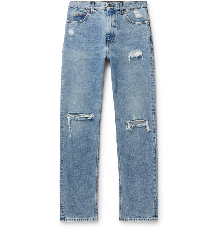 Photo: Gucci - Distressed Denim Jeans - Blue