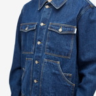 PACCBET Men's Typo Denim Jacket in Dark Blue