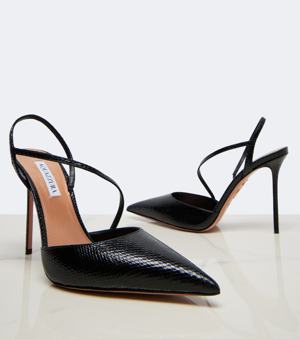 Aquazzura Dynasty snake-effect leather pumps