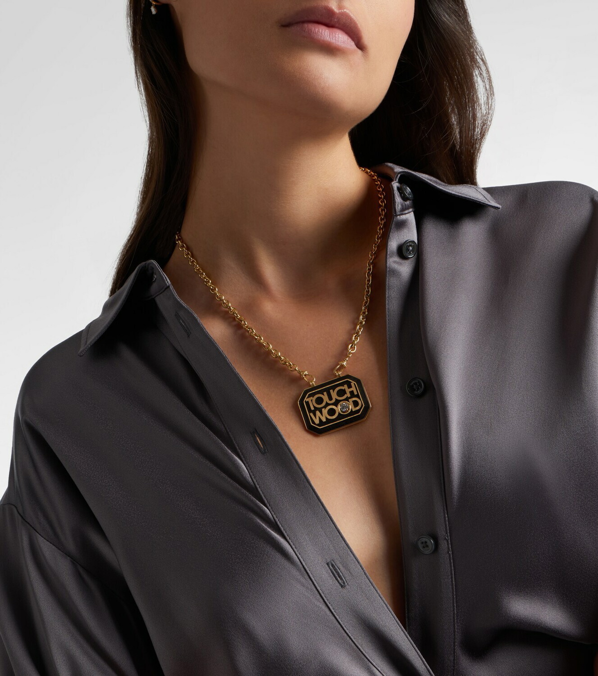 Marie Lichtenberg Scapular 18kt gold and ebony pendant necklace with diamond