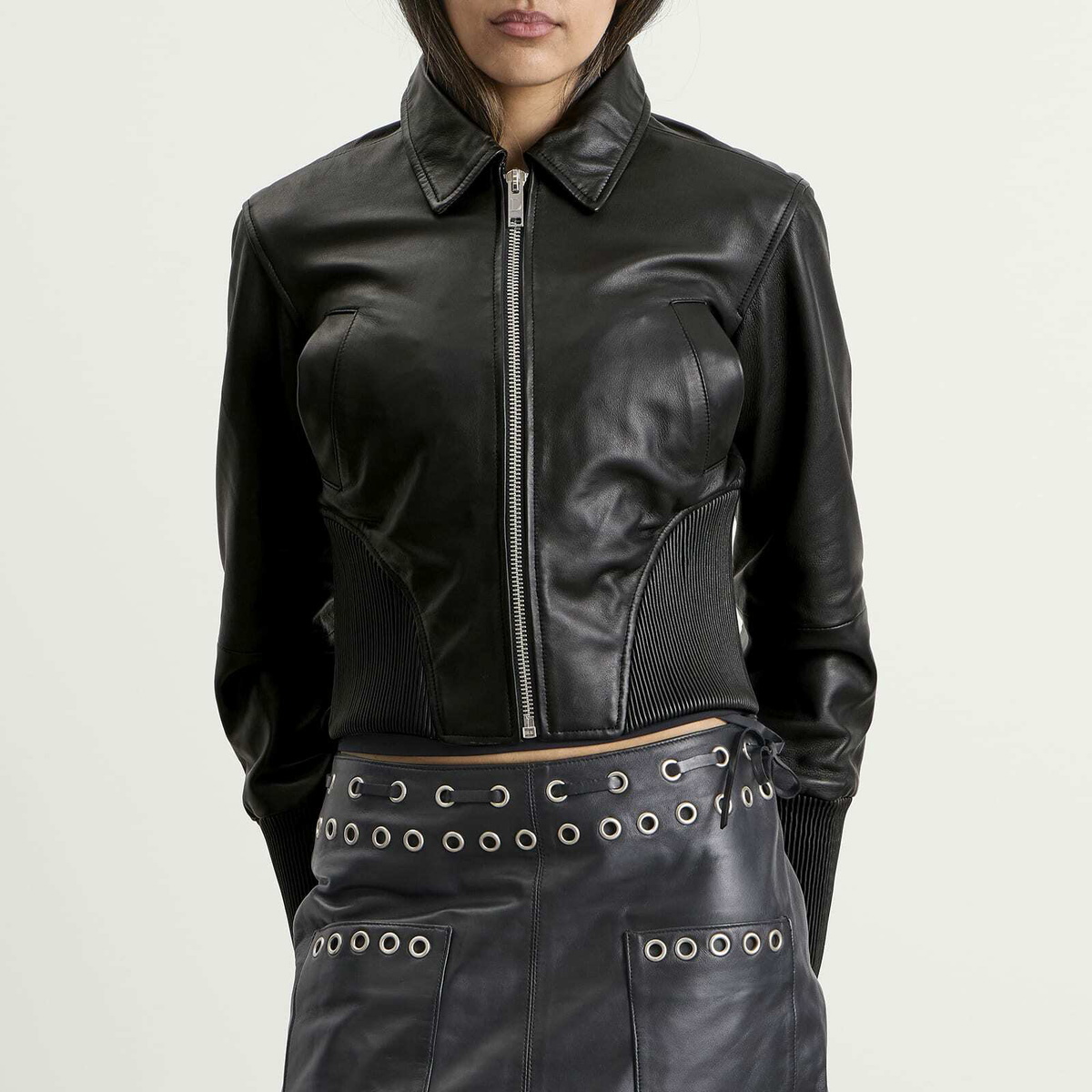 Deadwood Women's Angel Recycled Leather Jacket in Black