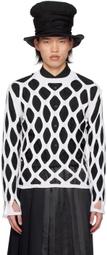 Black Comme des Garçons White Cutout Sweater