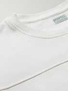 Guess USA - Logo-Embroidered Distressed Cotton-Jersey Sweatshirt - White