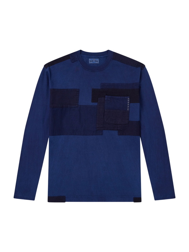 Photo: Blue Blue Japan - Nenrin Patchwork Cotton-Jersey T-Shirt - Blue