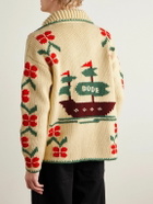 BODE - Pirate Ship Intarsia Virgin Wool Cardigan - Neutrals