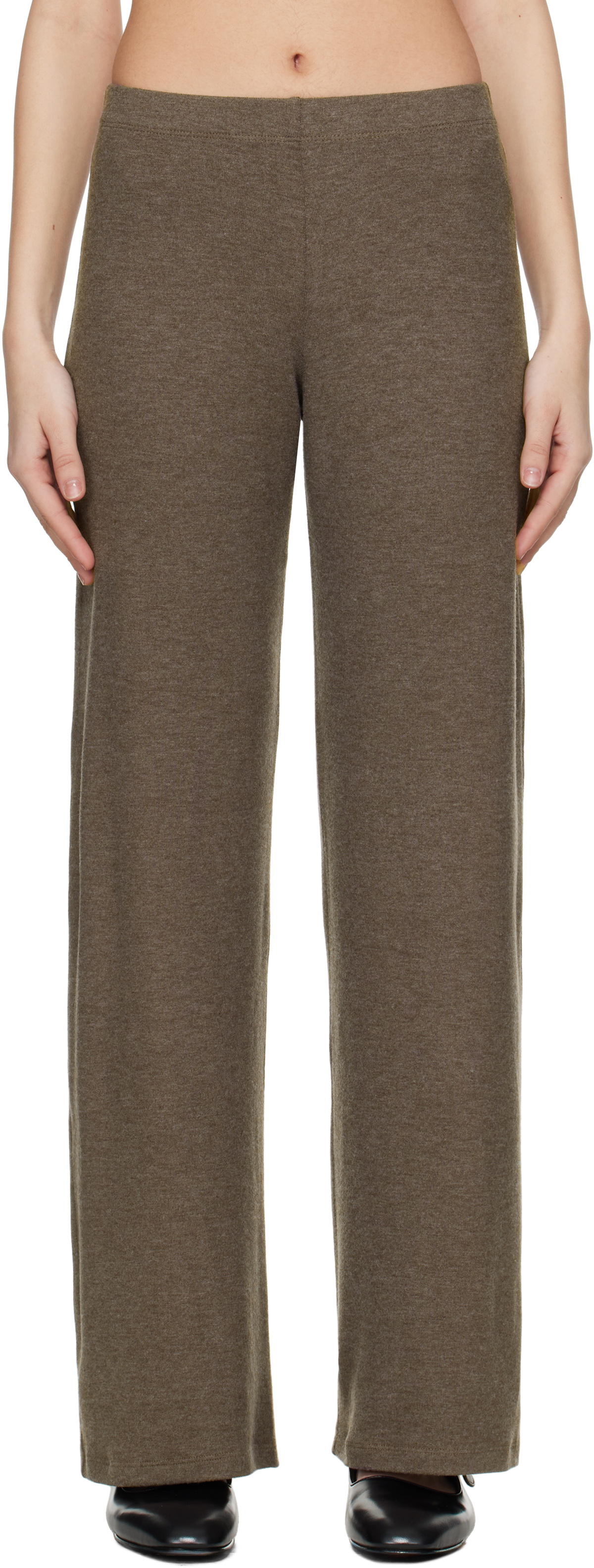 LESET Brown Lauren Wide Leg Lounge Pants