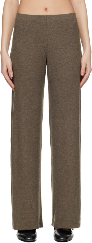 Photo: LESET Brown Lauren Wide Leg Lounge Pants