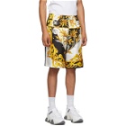 Versace White and Gold Barocco Shorts